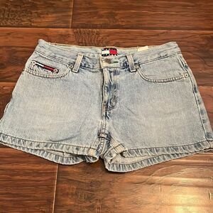 Vintage Tommy Hilfiger Tommy Jeans Blue Distressed Denim Shorts